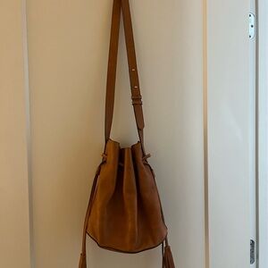 Brown Leather Bucket Bag